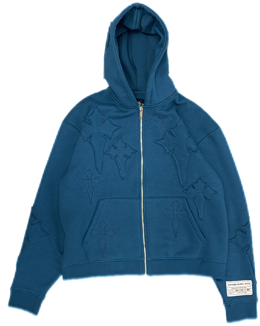 BHM Blue Cross Embroidered Hoodie Zip-Up