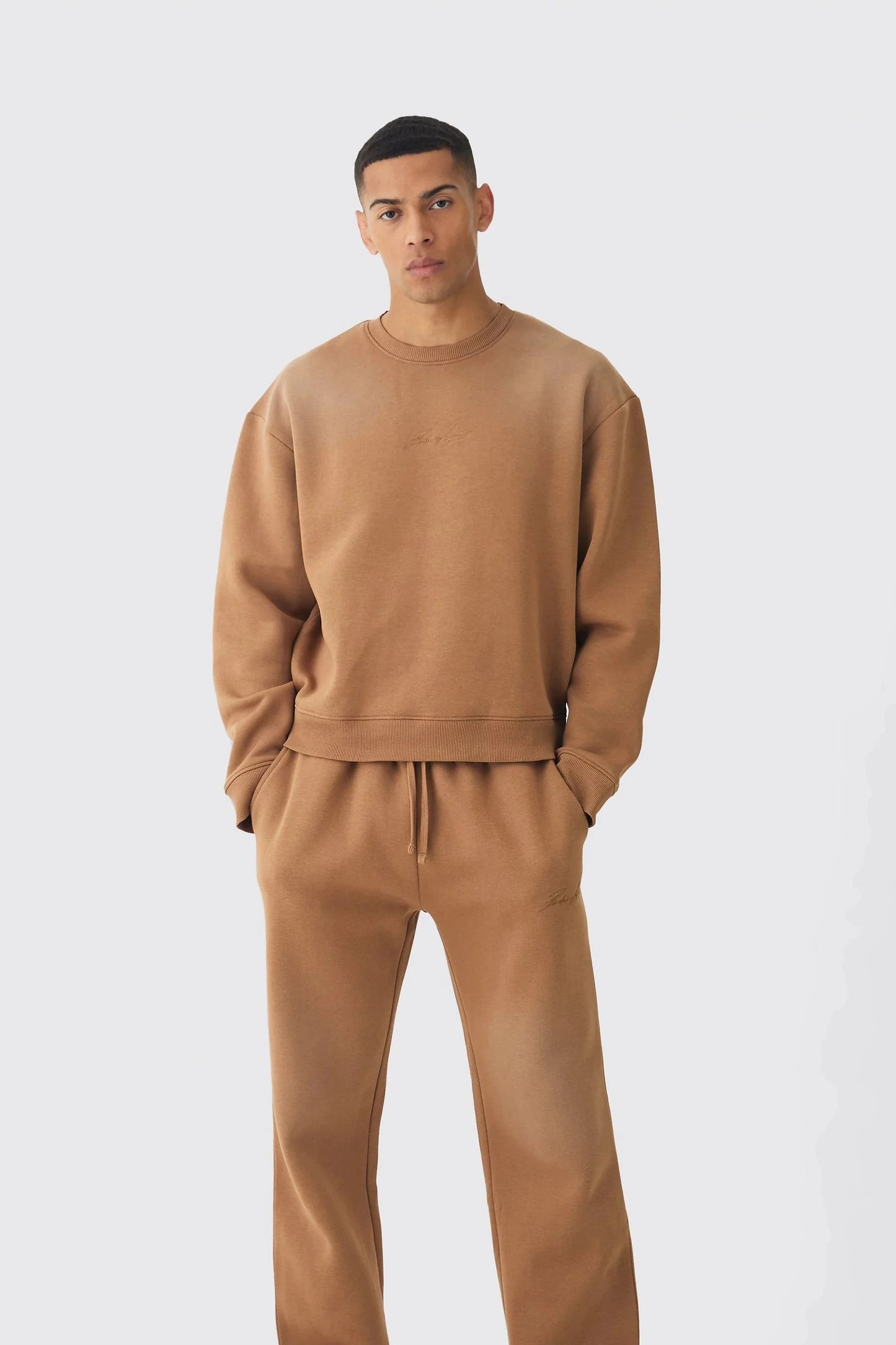 BHM Co-Ord Brown Boxy Sweatshirt&Trouser Set