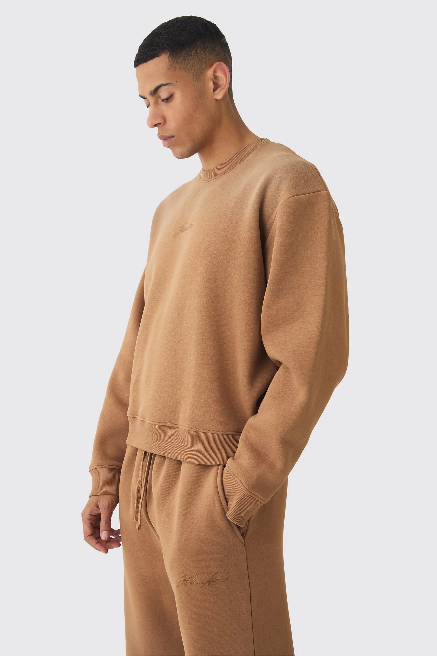 BHM Co-Ord Brown Boxy Sweatshirt&Trouser Set